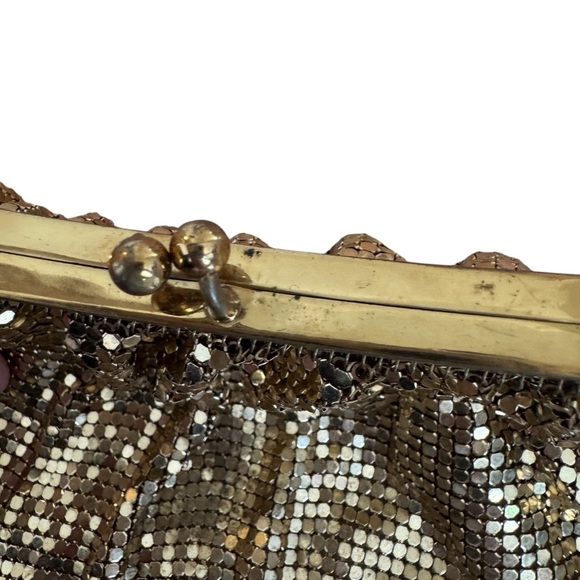 VTG Whiting & Davis Mesh Gold Purse Kiss Lock Mini Evening USA - Picture 2 of 12